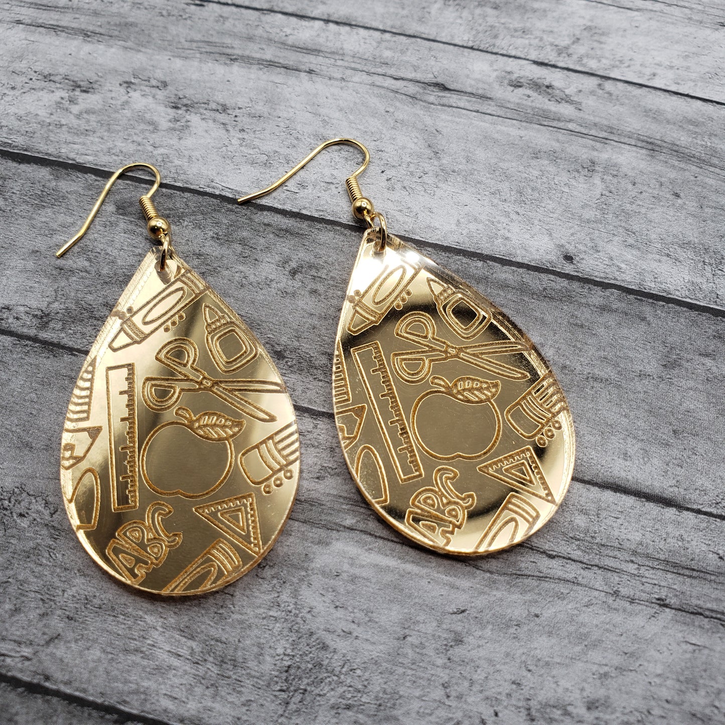 Gold Mirror Teacher Earrings