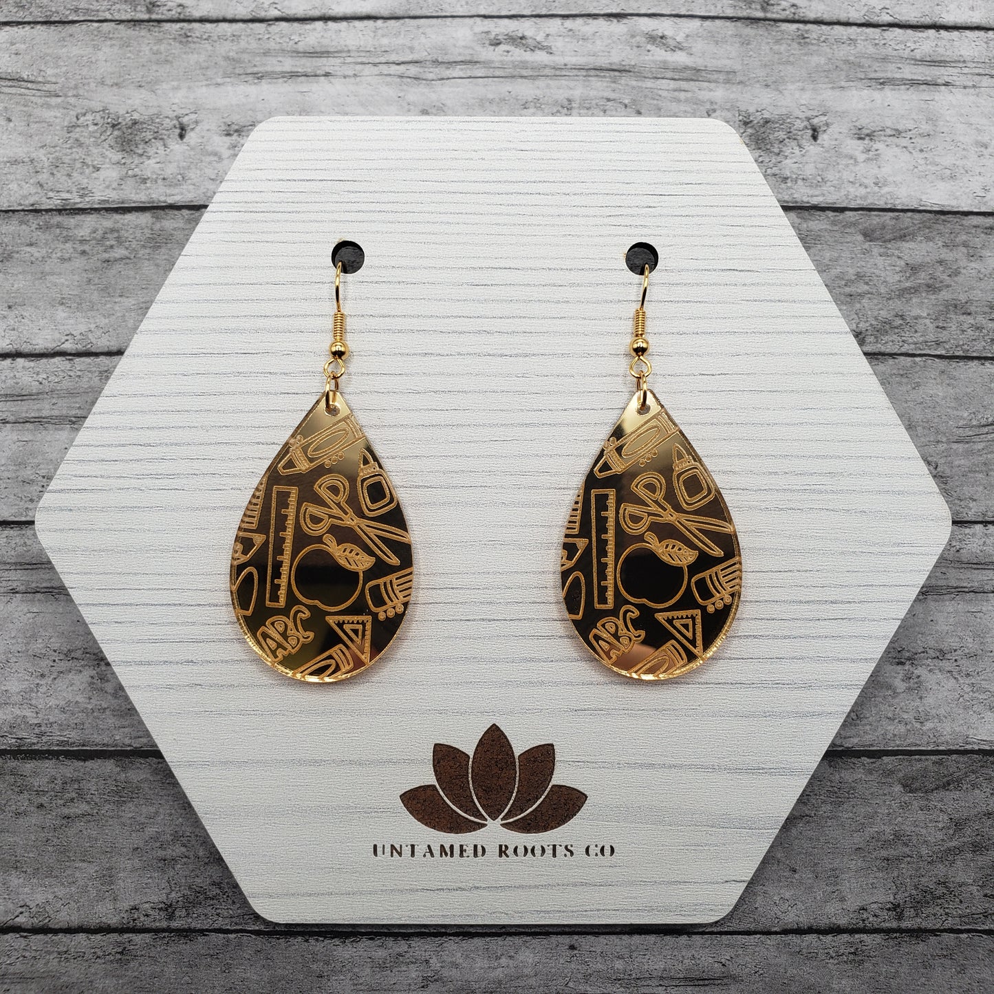 Gold Mirror Teacher Earrings