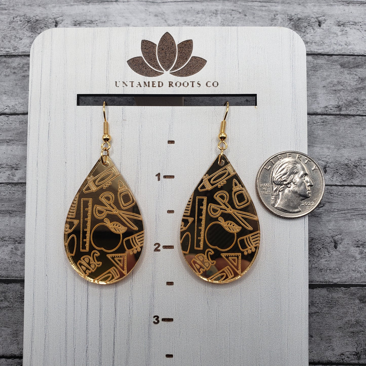 Gold Mirror Teacher Earrings