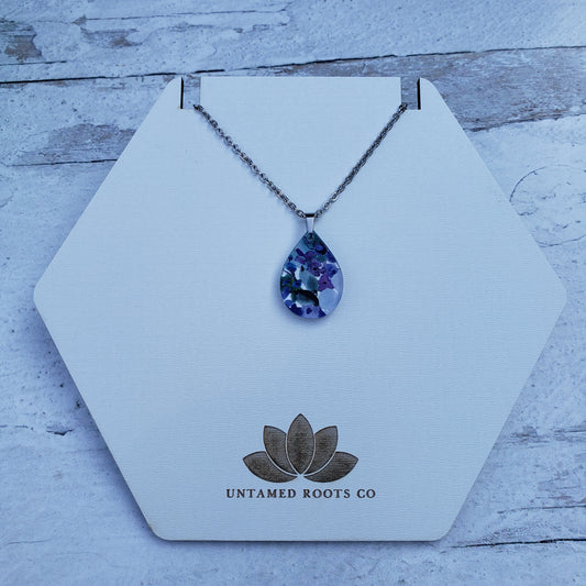 Small Teardrop Blueberry Floral Necklace