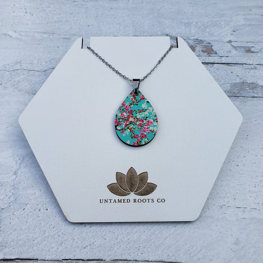 Large Teardrop Cherry Blossom Necklace