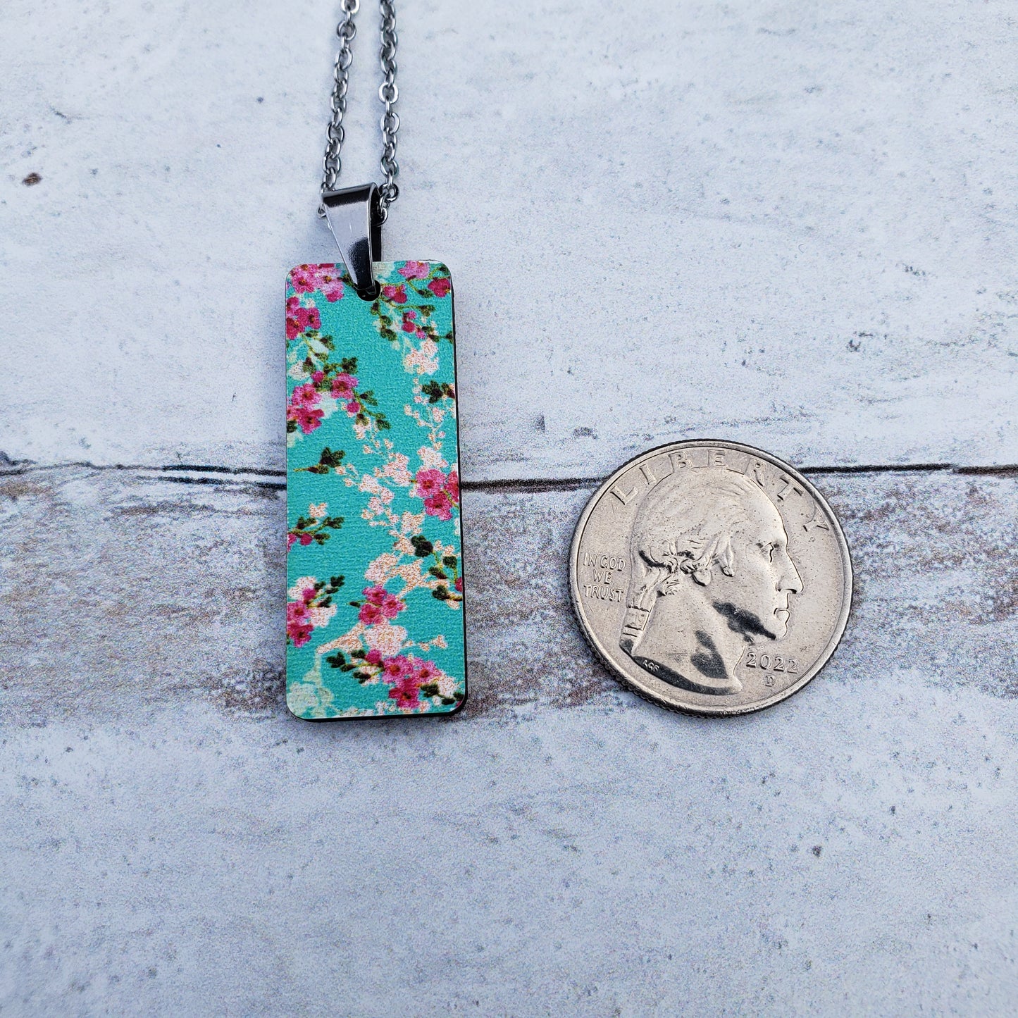 Large Rectangle Cherry Blossom Necklace