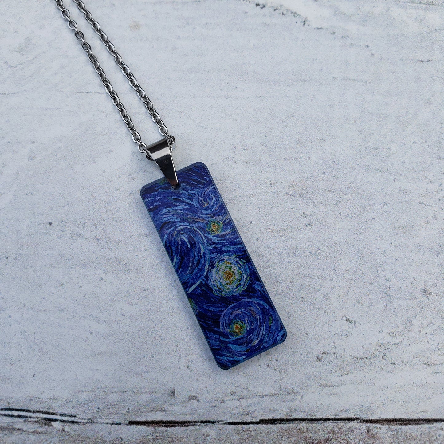 Large Rectangle Starry Night Necklace