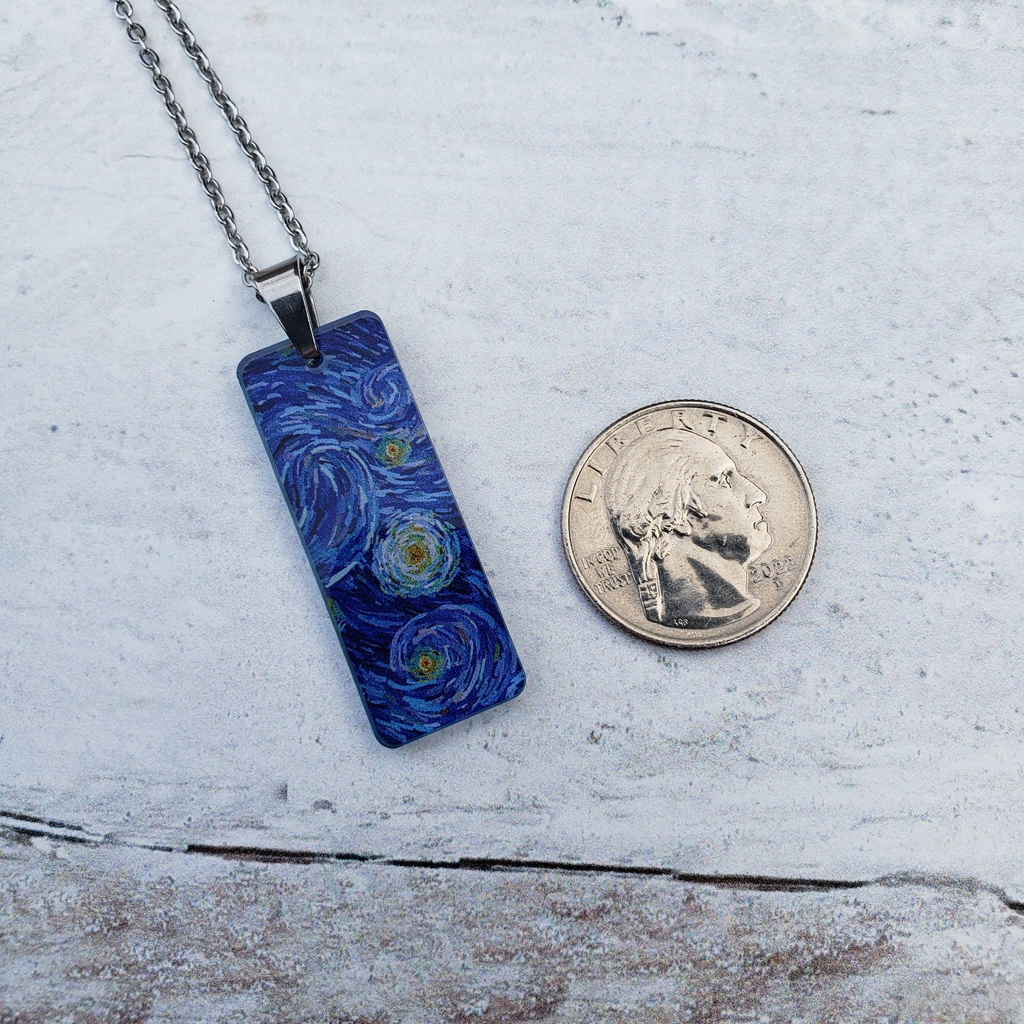 Large Rectangle Starry Night Necklace