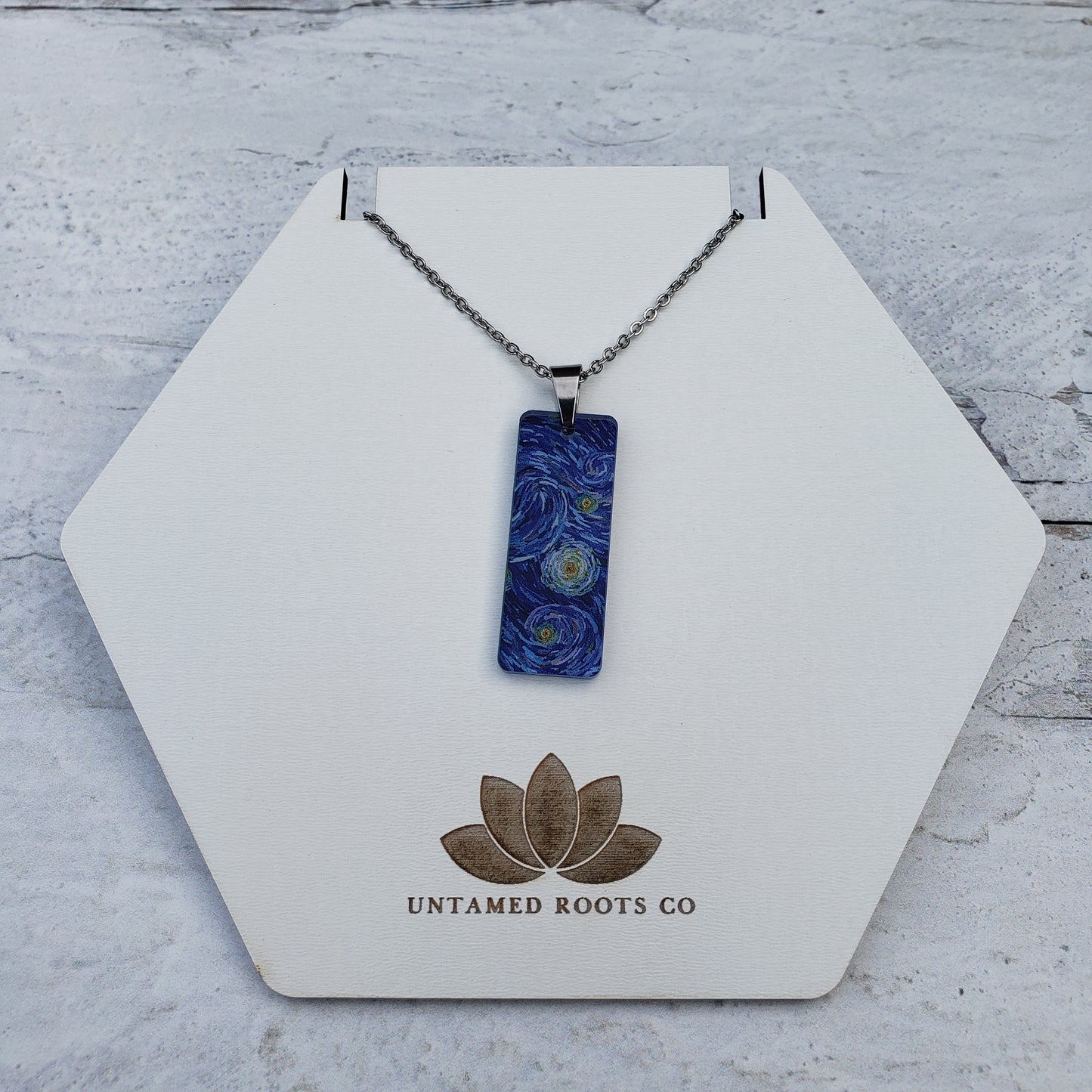 Large Rectangle Starry Night Necklace