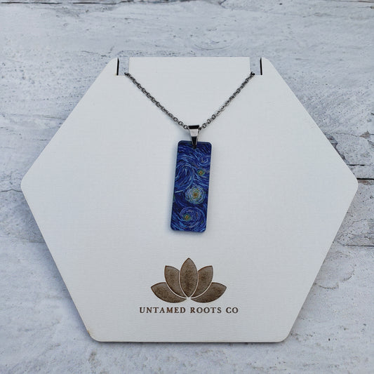 Large Rectangle Starry Night Necklace