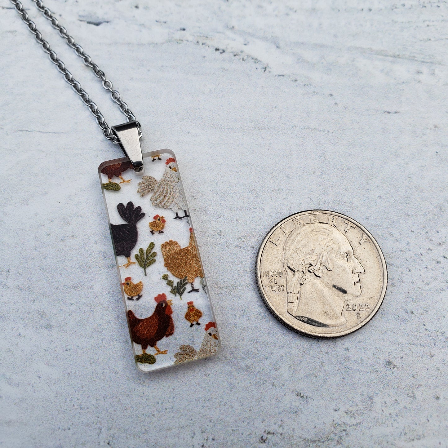 Large Rectangle Chicken Necklace