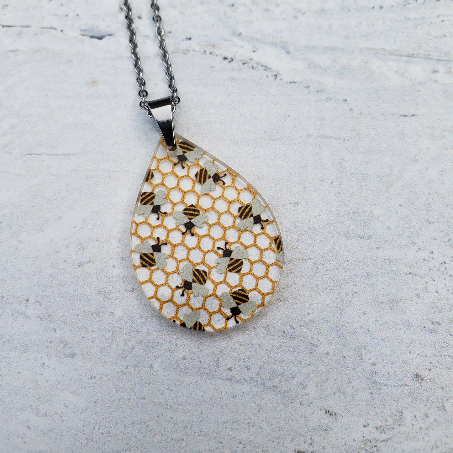 Large Teardrop Bee Necklace