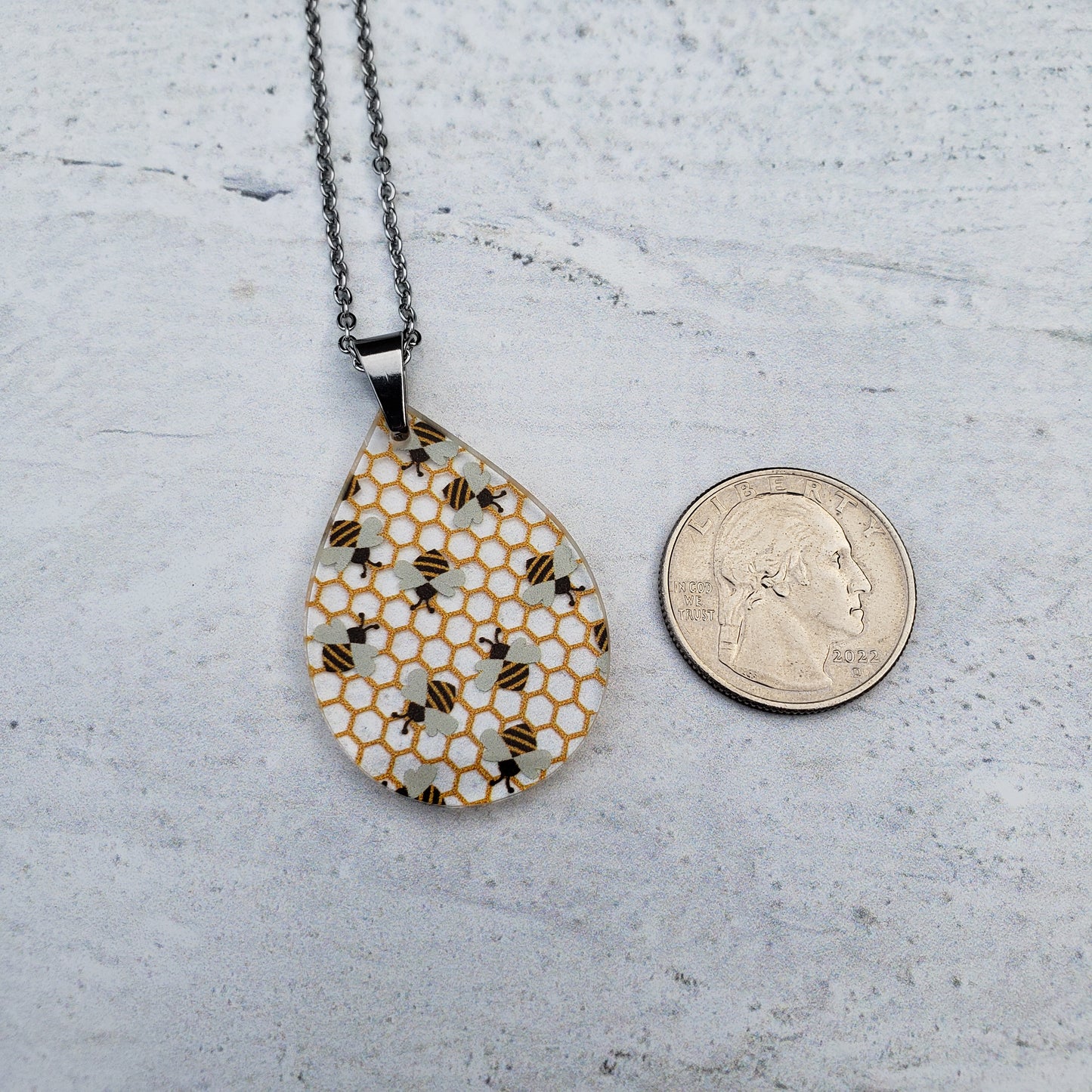 Large Teardrop Bee Necklace