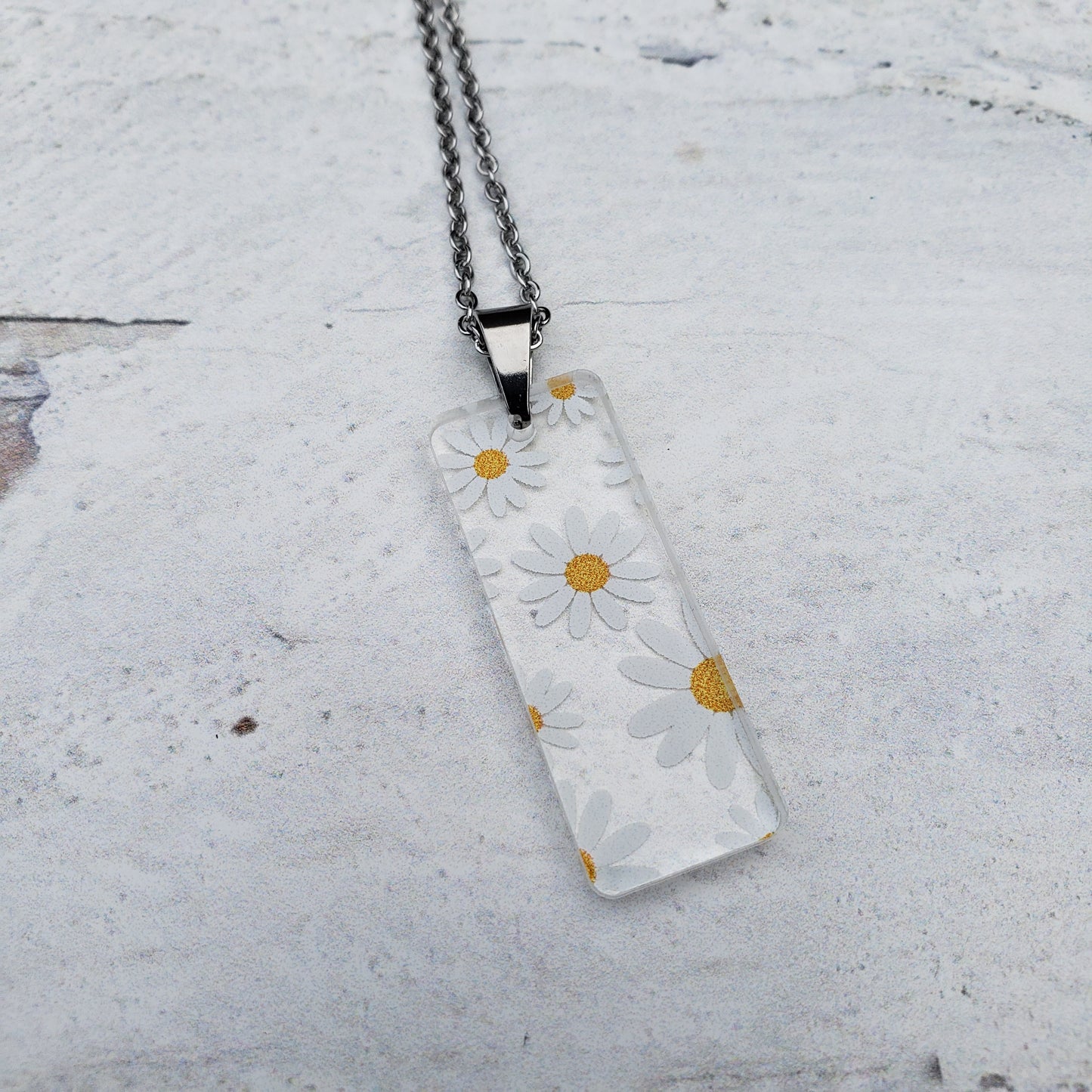 Large Rectangle Daisy Necklace