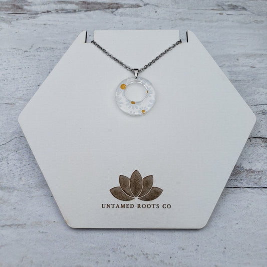 Small Offset Circle Daisy Necklace