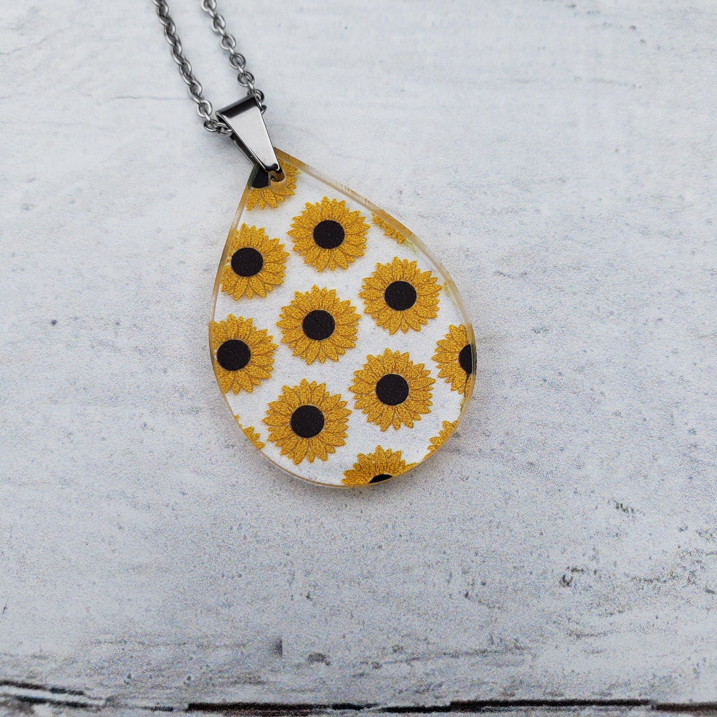 Large Teardrop Sunflower Necklace