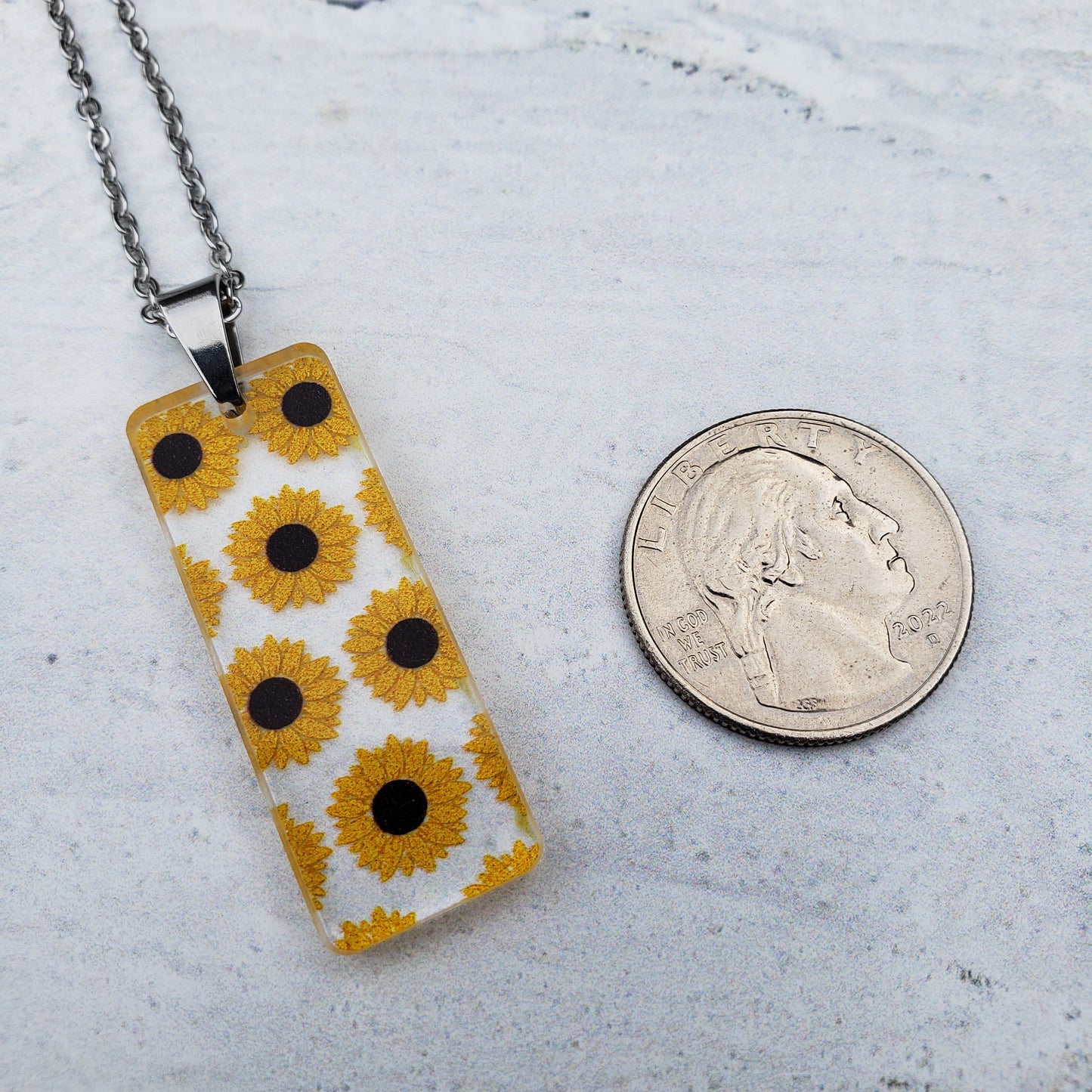 Large Rectangle Sunflower Necklace