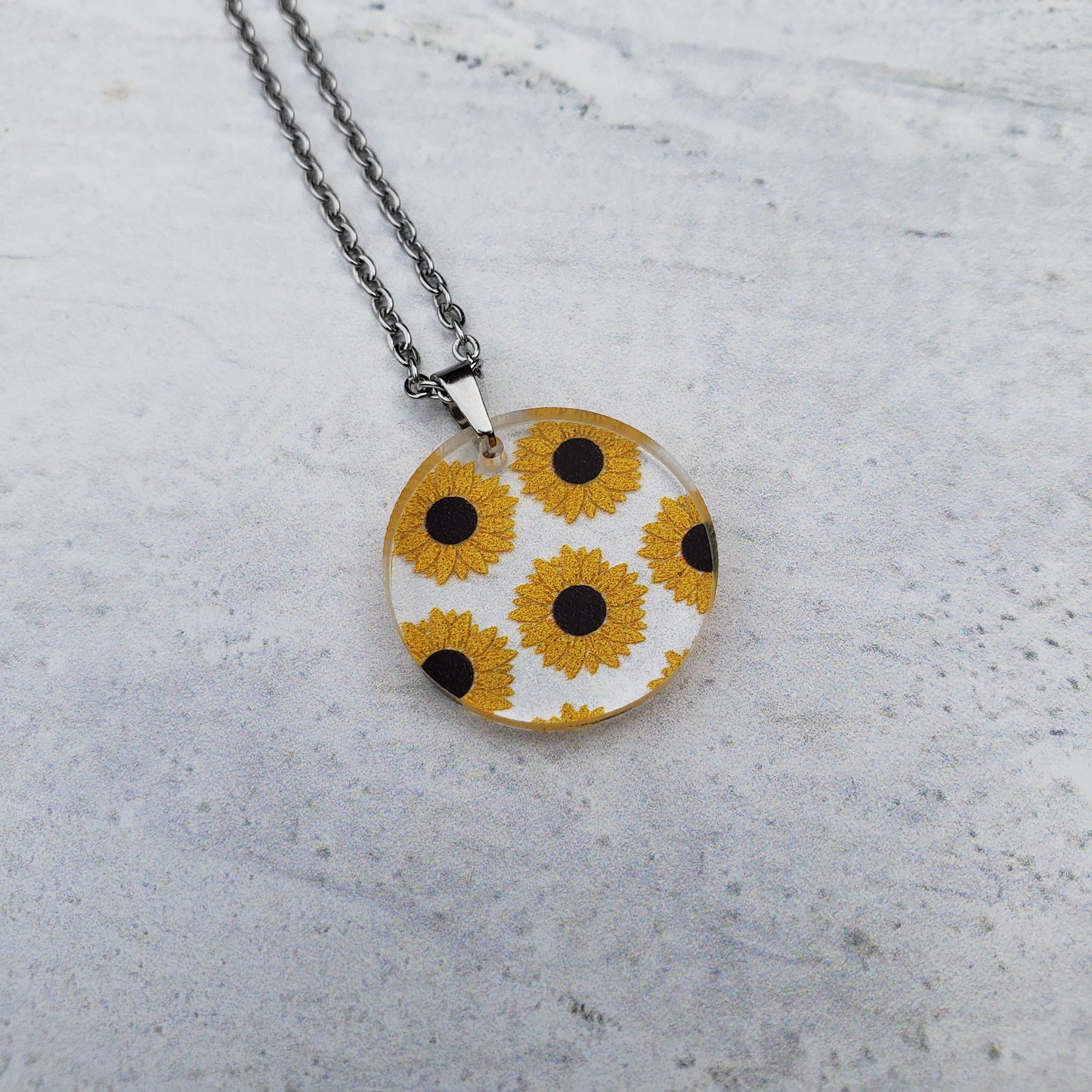 Large Circle Sunflower Necklace