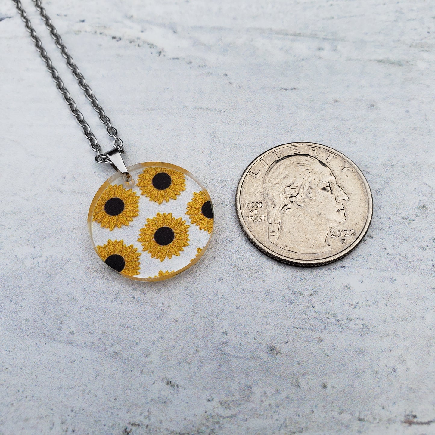 Large Circle Sunflower Necklace