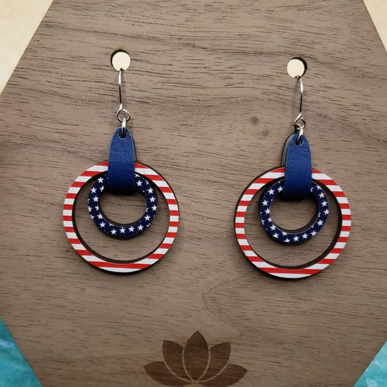 Stars and Stripes Circle Earrings