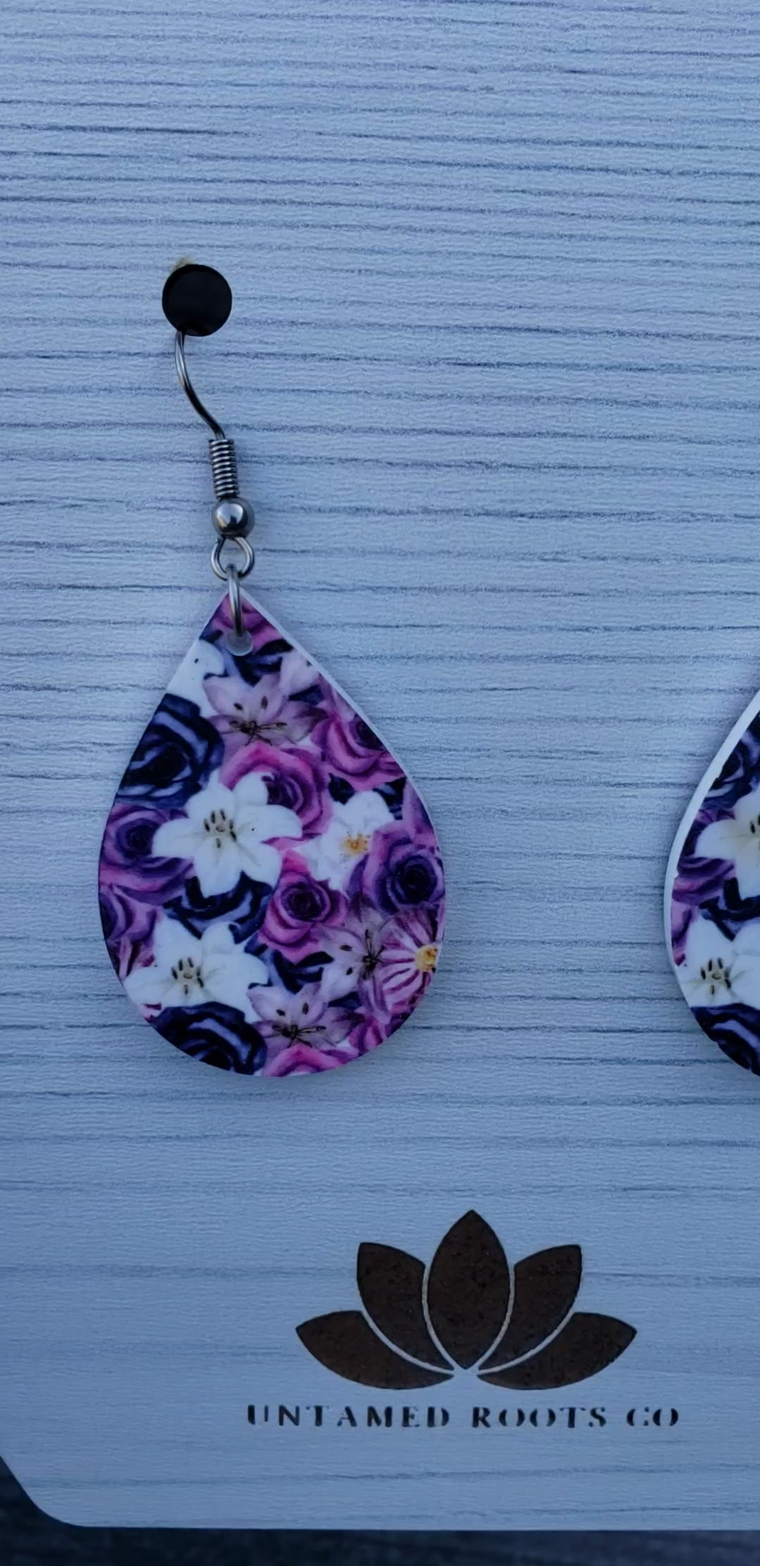 Purple Gothic Floral Dangle Earrings