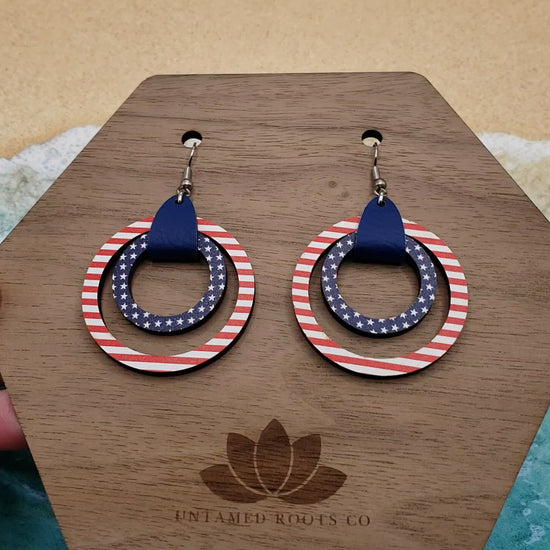 Stars and Stripes Circle Earrings