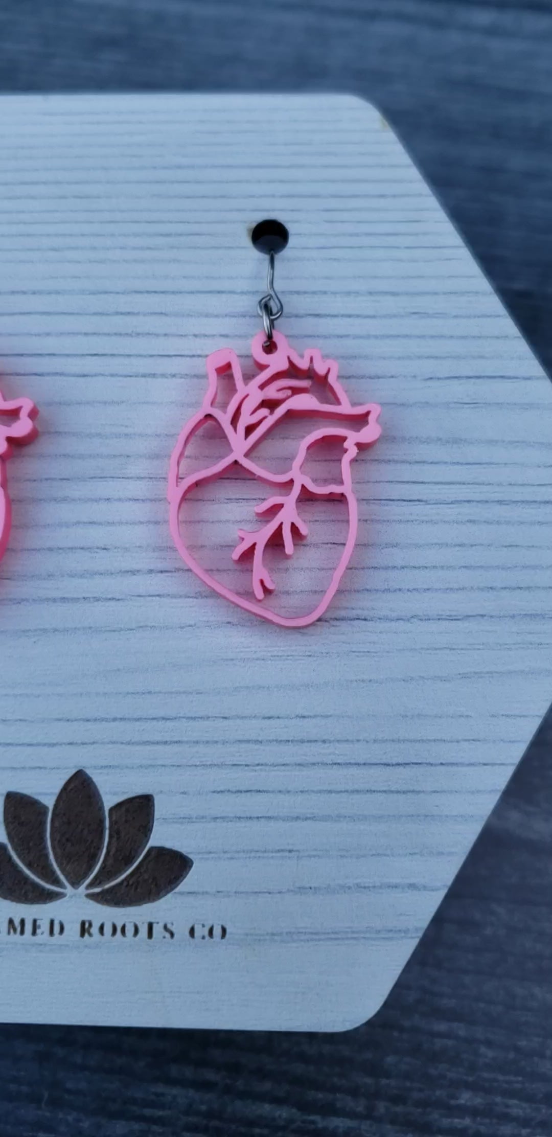 Hot Pink Metallic Anatomical Heart Earrings